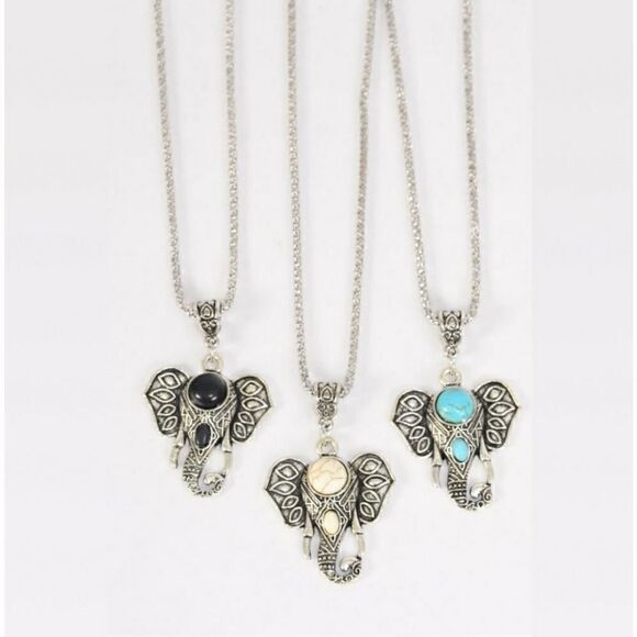 Jewelry - Elephant Head Stone Necklace